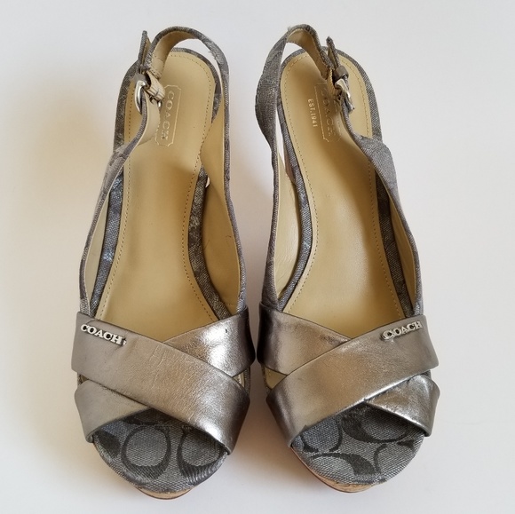 Coach Jesse Metallic Cork Wedges - Picture 3 of 9